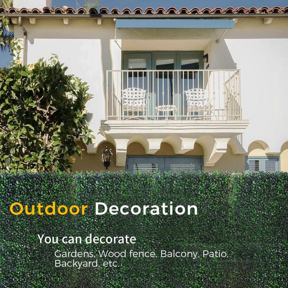 Artificial Boxwood Hedge Panels Faux Grass Wall Backdrop UV-Protected Indoor/Outdoor Event Decor 12 Pcs 20x20x1.6 inch