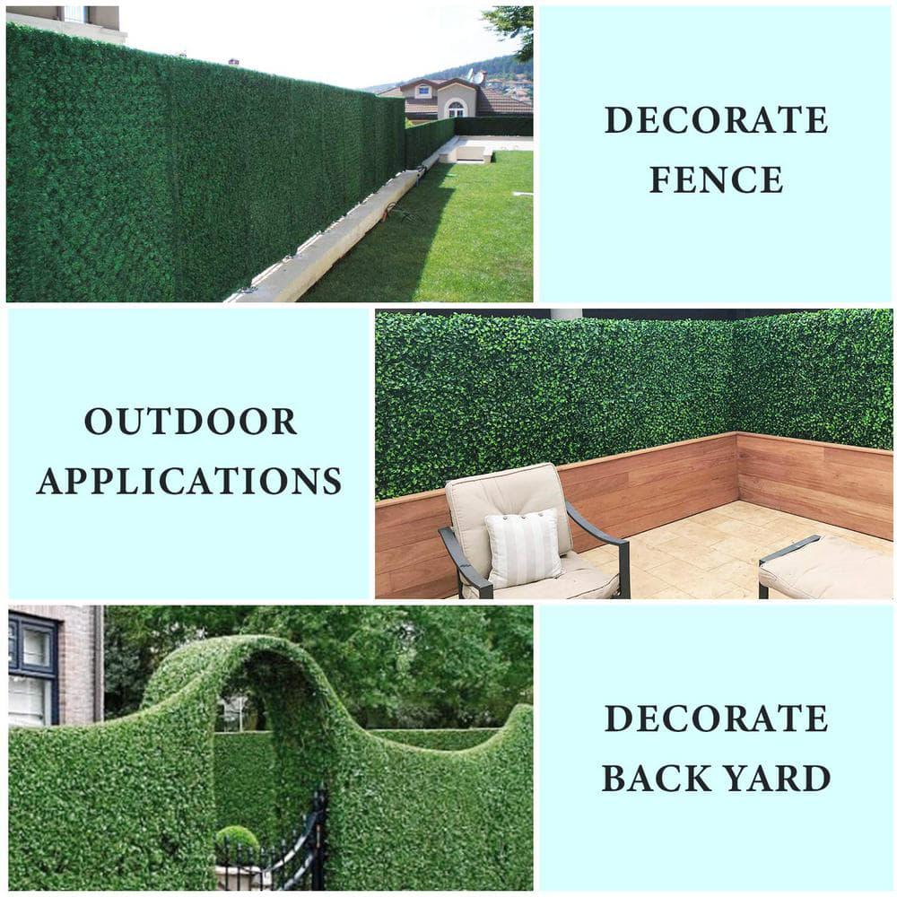Artificial Greenery Boxwood Panels UV Protection Boxwood Hedge Panels Wall Screen Greenery Wall 12-Pieces 20 in.x20 in.