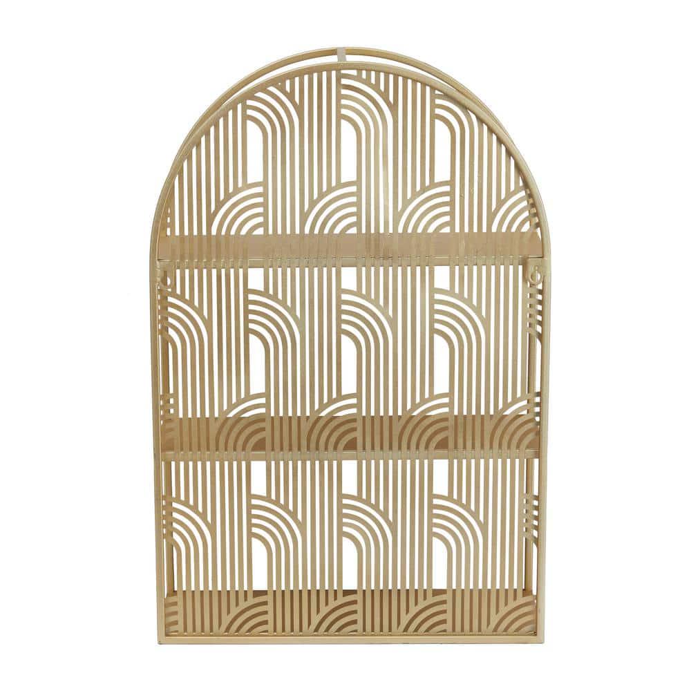 Gold Arched 3 Shelves Metal Wall Shelf 16 in. x 24 in.