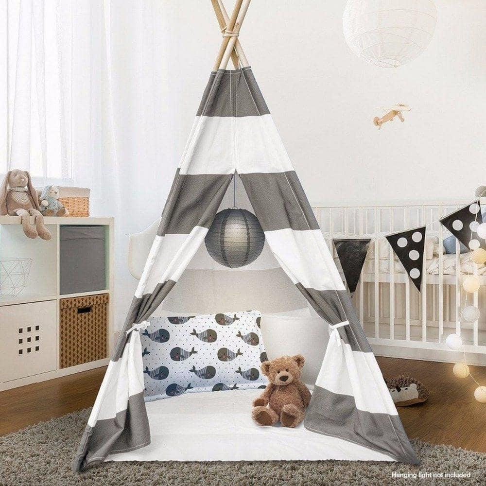 Natural Cotton Canvas Teepee Tent for Kids Indoor and Outdoor Playing