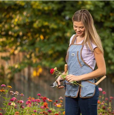 Women's 1-Size Country Blue Canvas Gardening Bib Apron