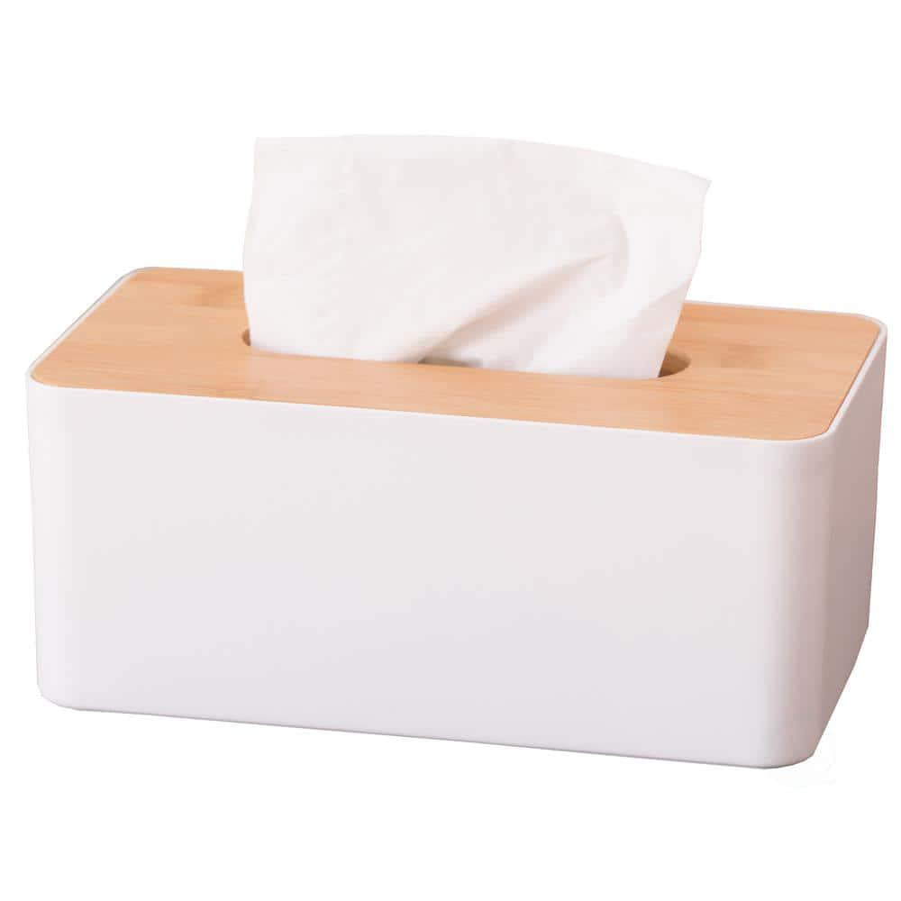 Bamboo Removable Top Lid Rectangular Tissue Box