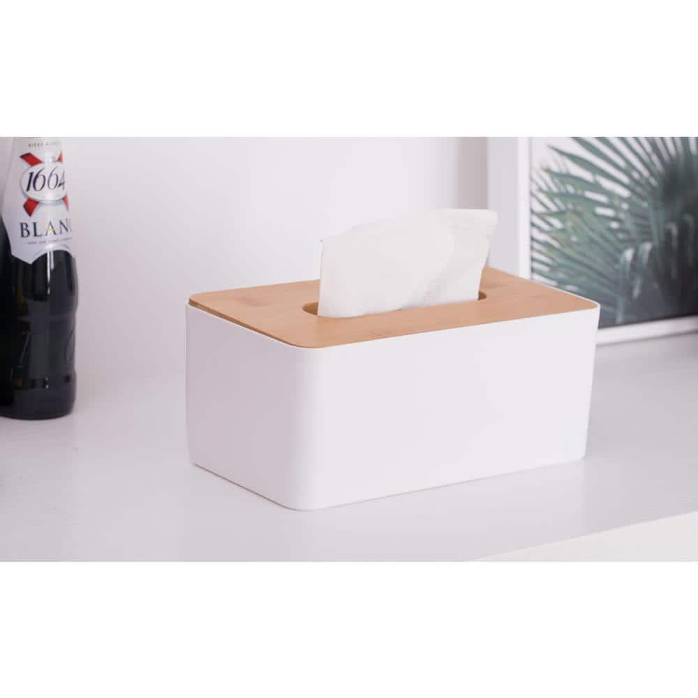 Bamboo Removable Top Lid Rectangular Tissue Box