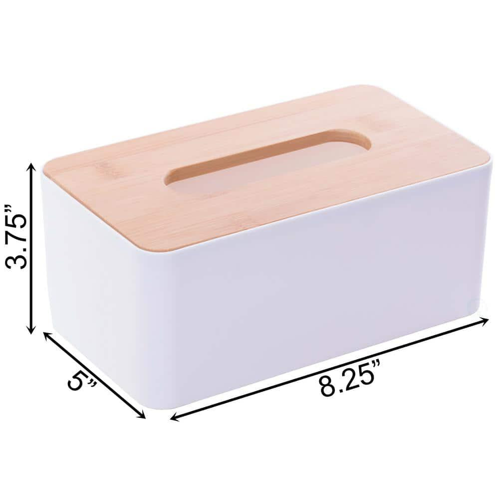 Bamboo Removable Top Lid Rectangular Tissue Box