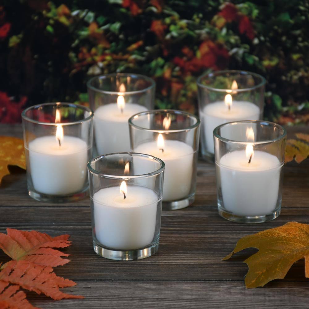 Candles in Clear Glass Votives (15 Hours) 12-Count