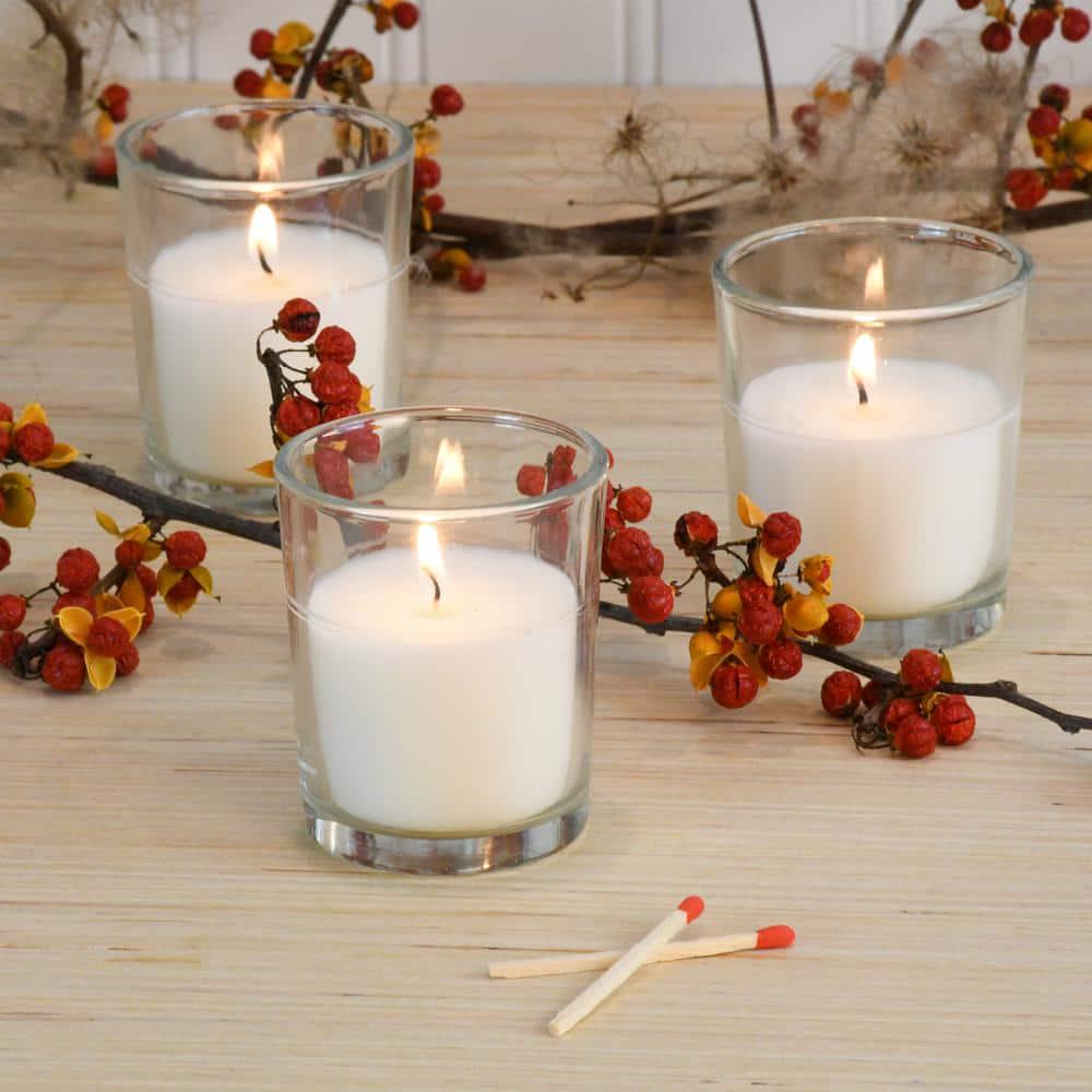 Candles in Clear Glass Votives (15 Hours) 12-Count