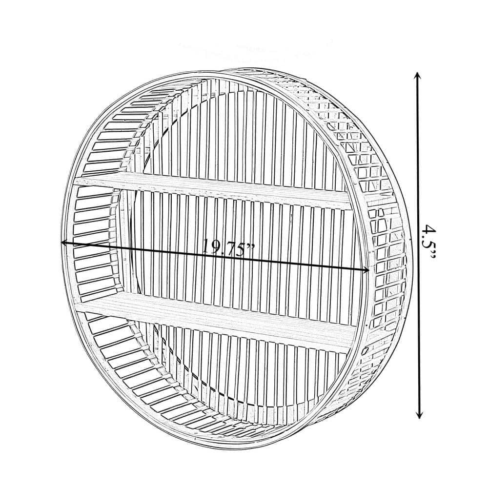 Decorative Rattan Round Display Shelf With 2 Shelves For The Dining Room, Living Room, Or Office