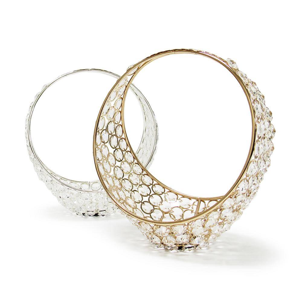 Gold Table Decor Decorative Basket Crystal Accent Piece 9.5 in.