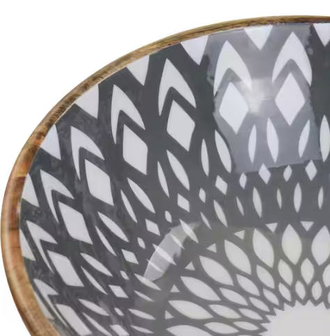 Assorted Color Mango Wood Large Serving Bowl 13 in. 60 fl. oz.