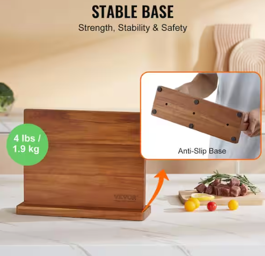 Magnetic Knife Block 12-Knife Holder Double Sided Magnetic Knife Stand Storage Acacia Wood Knives Knife Block