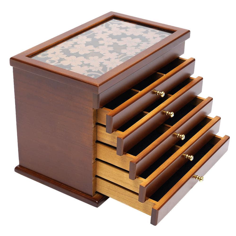 Dark Green 3-Layers Flannel Jewelry Storage Box 9.45 in. x 6.69 in.