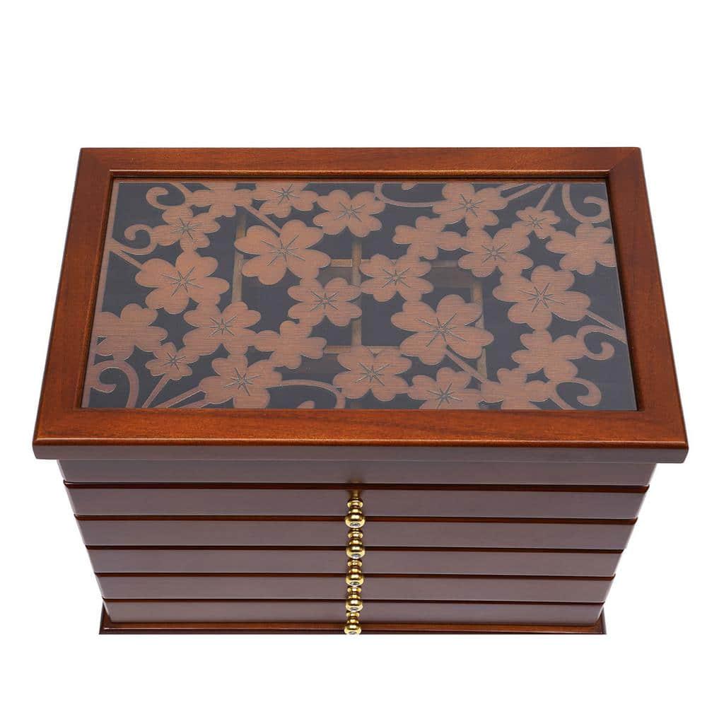 Dark Green 3-Layers Flannel Jewelry Storage Box 9.45 in. x 6.69 in.