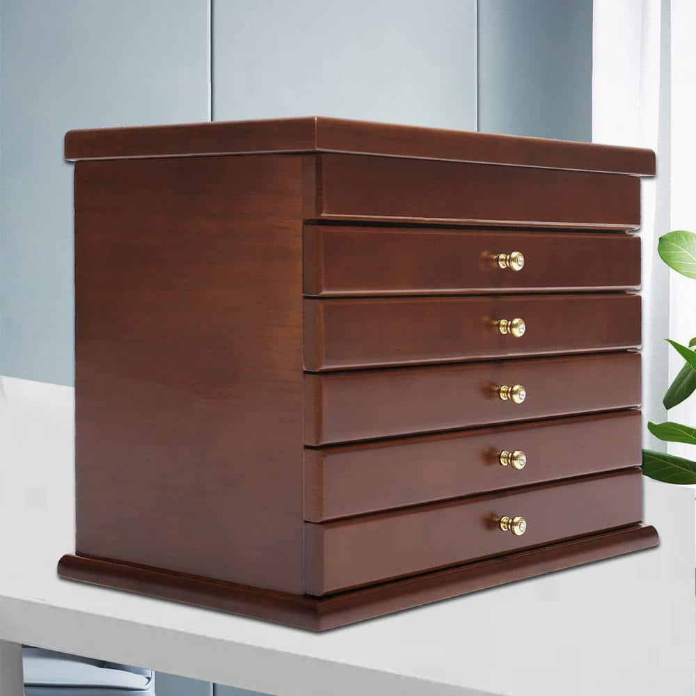 Dark Green 3-Layers Flannel Jewelry Storage Box 9.45 in. x 6.69 in.