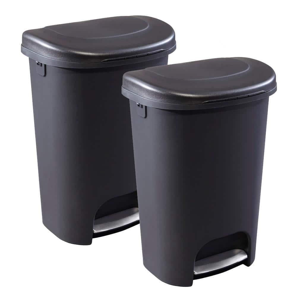 Black Step-On Trash Can 13 Gal.