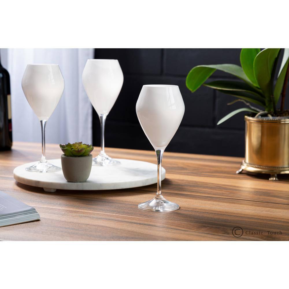 V-Shaped Water Glasses Black with Clear Stem Set of 6 10 oz.