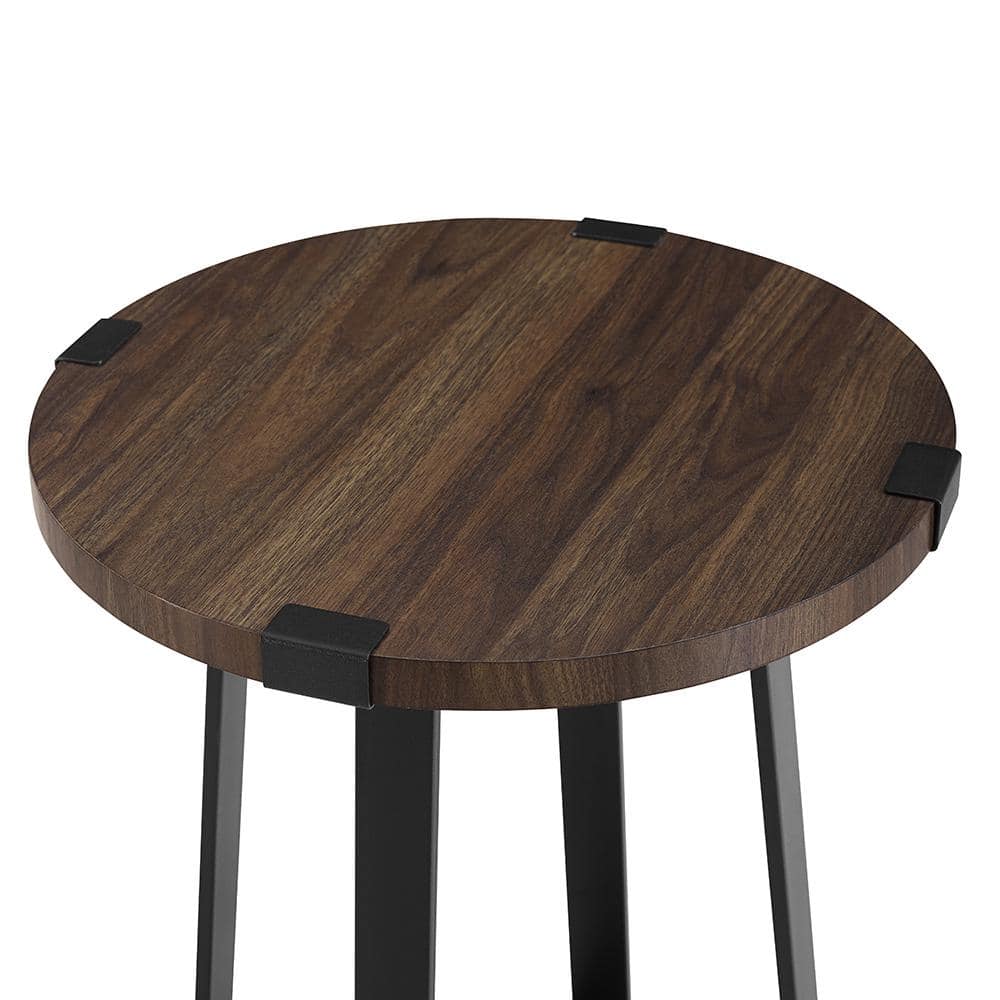 Rustic Oak Rustic Urban Industrial Wood and Metal Wrap Round Accent Side Table 18 in.