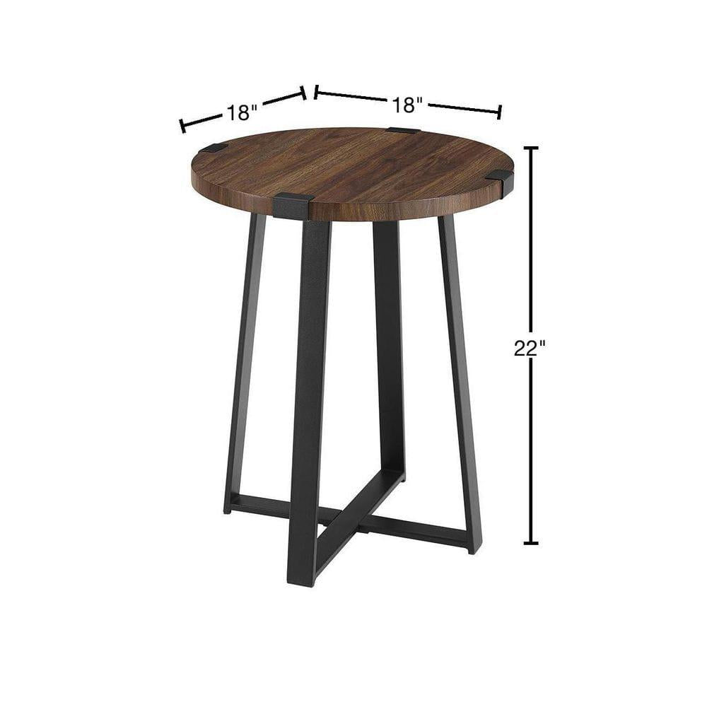 Rustic Oak Rustic Urban Industrial Wood and Metal Wrap Round Accent Side Table 18 in.