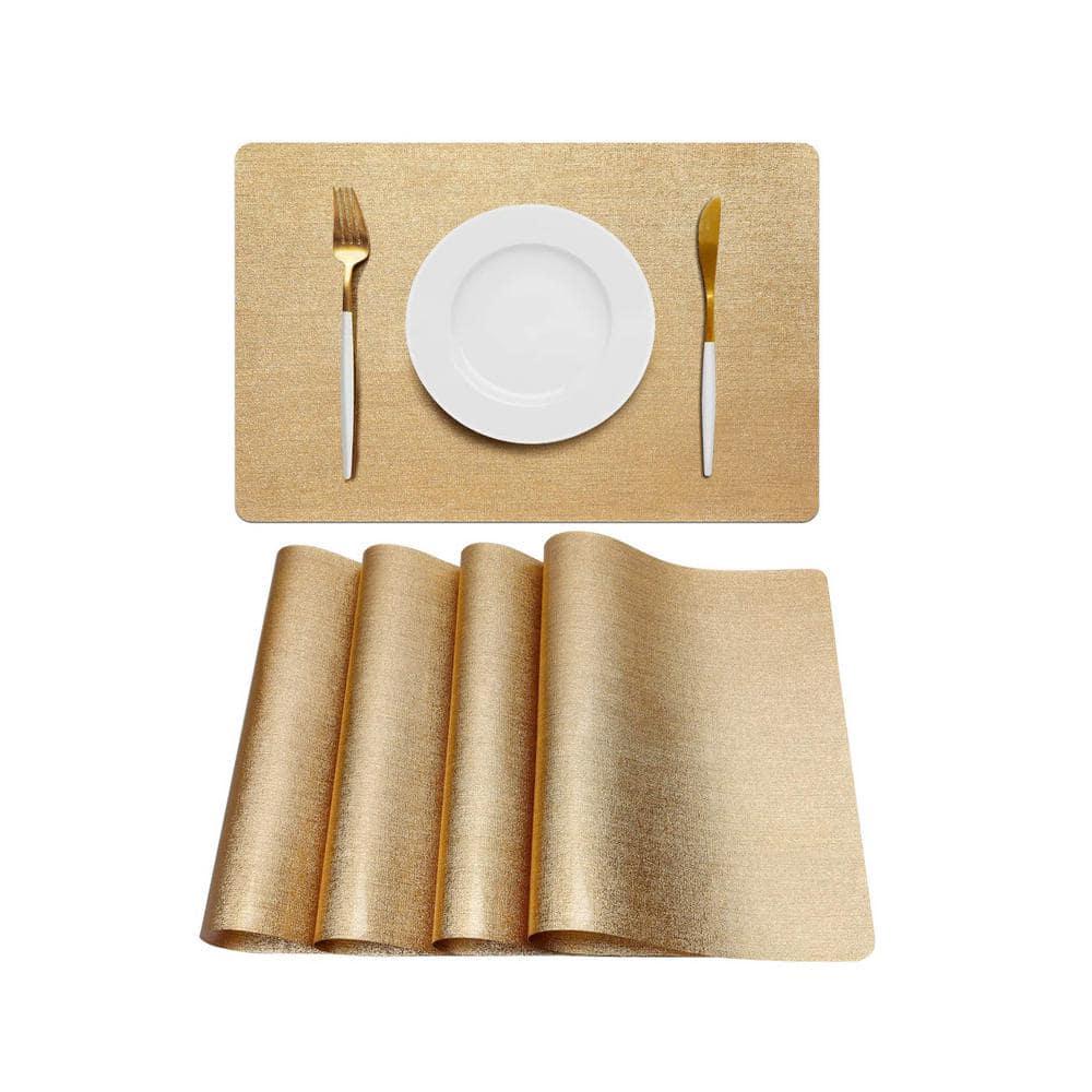 Gold Vinyl Placemats 18 in. x 12 in. (Set of 4)