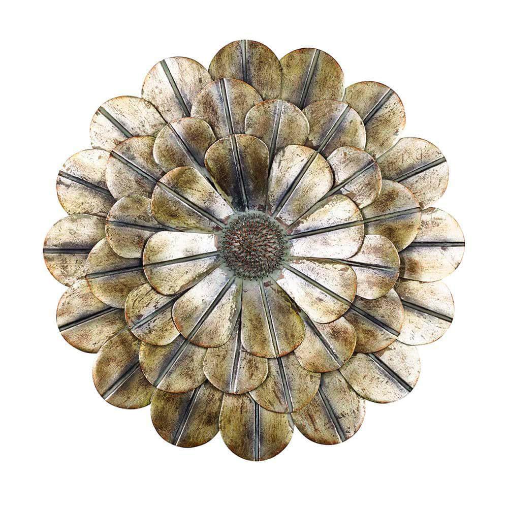 Flower Metal Wall Outdoor Decor, Copper 23 in. H