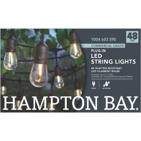 String Light with S14 Single Filament LED Bulbs 24-Light 48 ft. Indoor/Outdoor