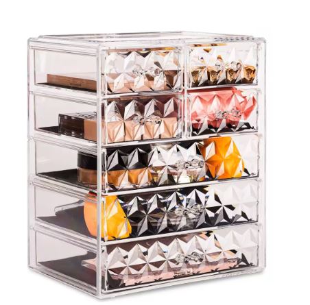 Clear Makeup Organizer with Diamond Design