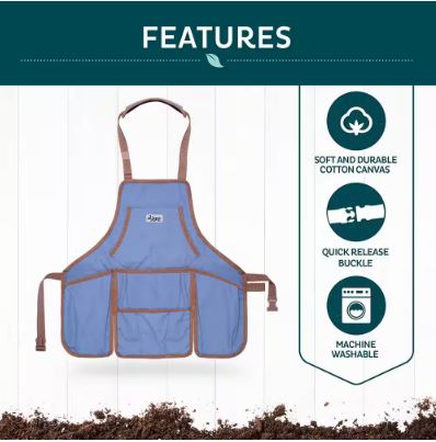 Women's 1-Size Country Blue Canvas Gardening Bib Apron