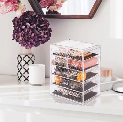 Clear Makeup Organizer with Diamond Design