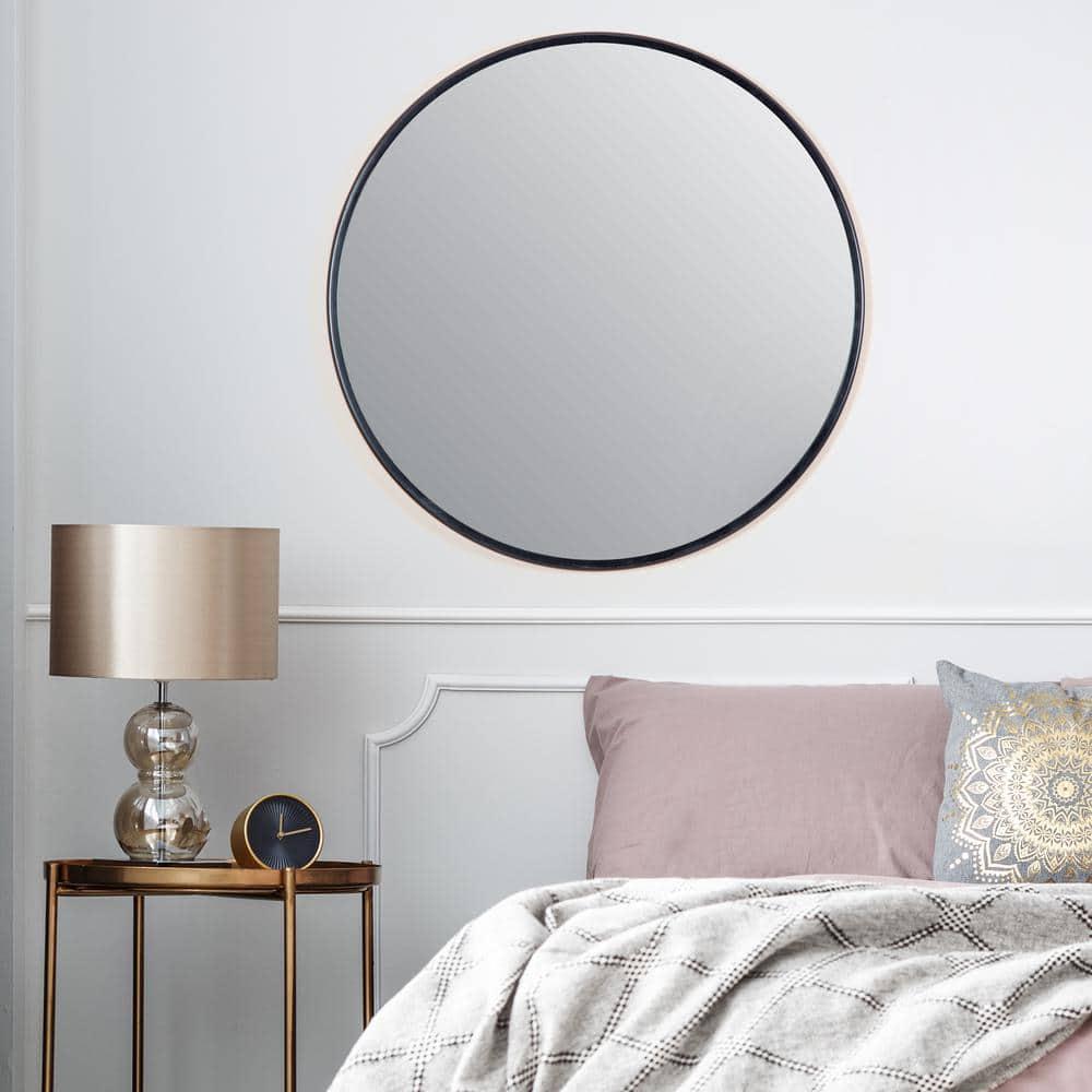 Modern Round Framed Adelina Black Circular Accent Mirror 30 in. x 30 in.