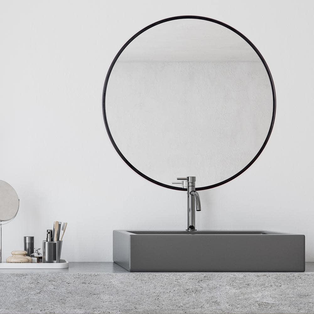 Modern Round Framed Adelina Black Circular Accent Mirror 30 in. x 30 in.