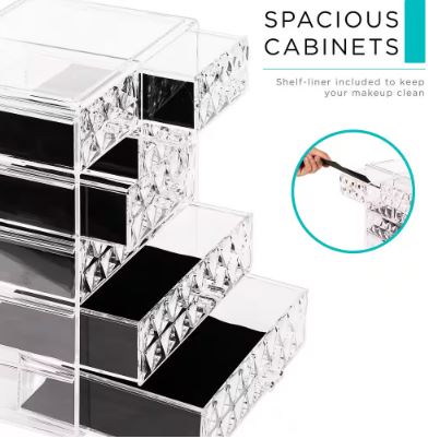 Clear Makeup Organizer with Diamond Design