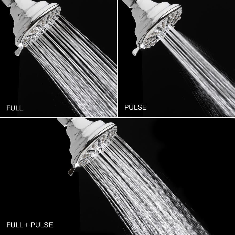 Single Wall Mount Fixed Shower Head in Chrome 3-Spray Patterns 3.5 in.