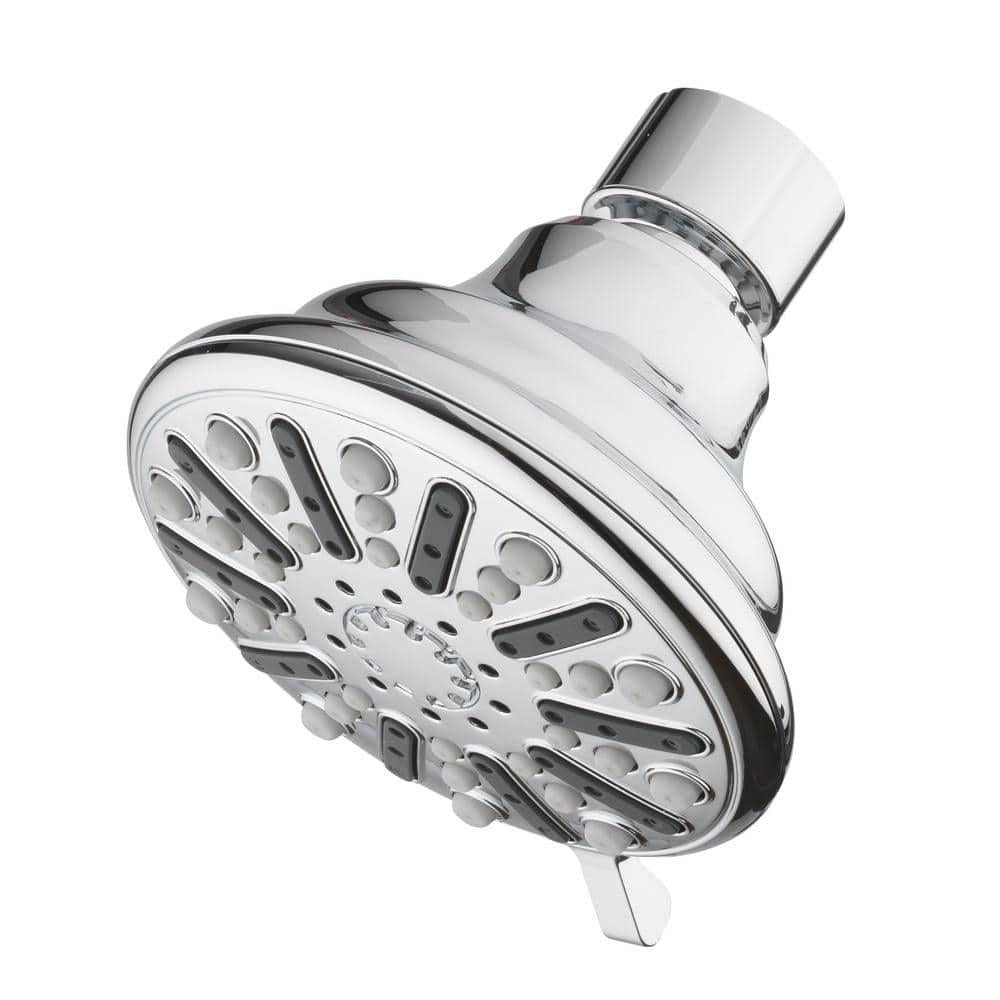 Single Wall Mount Fixed Shower Head in Chrome 3-Spray Patterns 3.5 in.