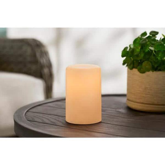Fireglow Candle with 24 LED in White 3 in. D x 4.5 in. H