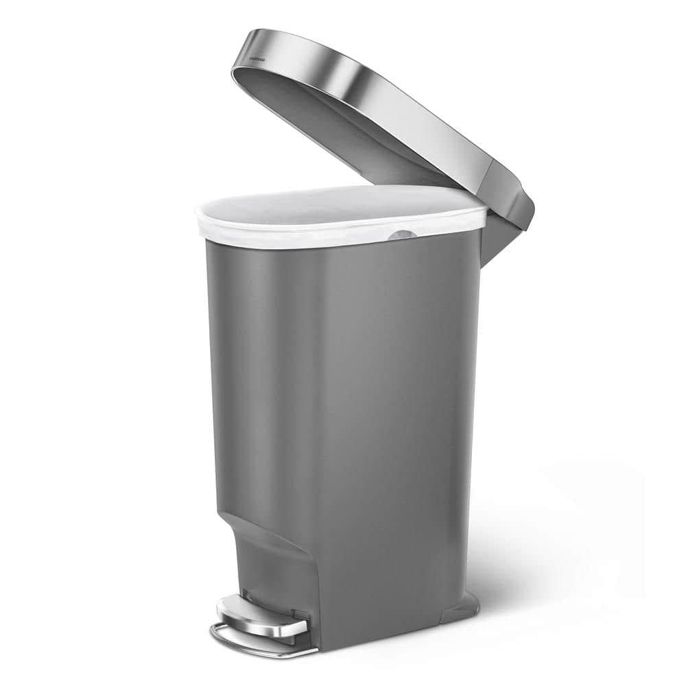 Gray Plastic Slim Kitchen Step Trash Can 40 l/10.6 Gal.