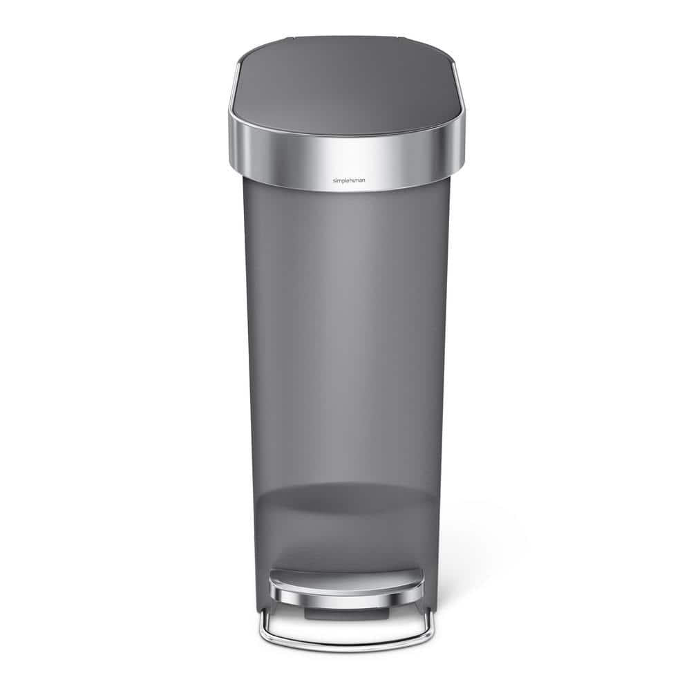 Gray Plastic Slim Kitchen Step Trash Can 40 l/10.6 Gal.