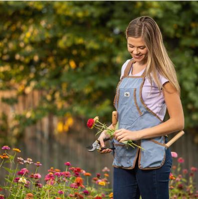 Women's 1-Size Country Blue Canvas Gardening Bib Apron