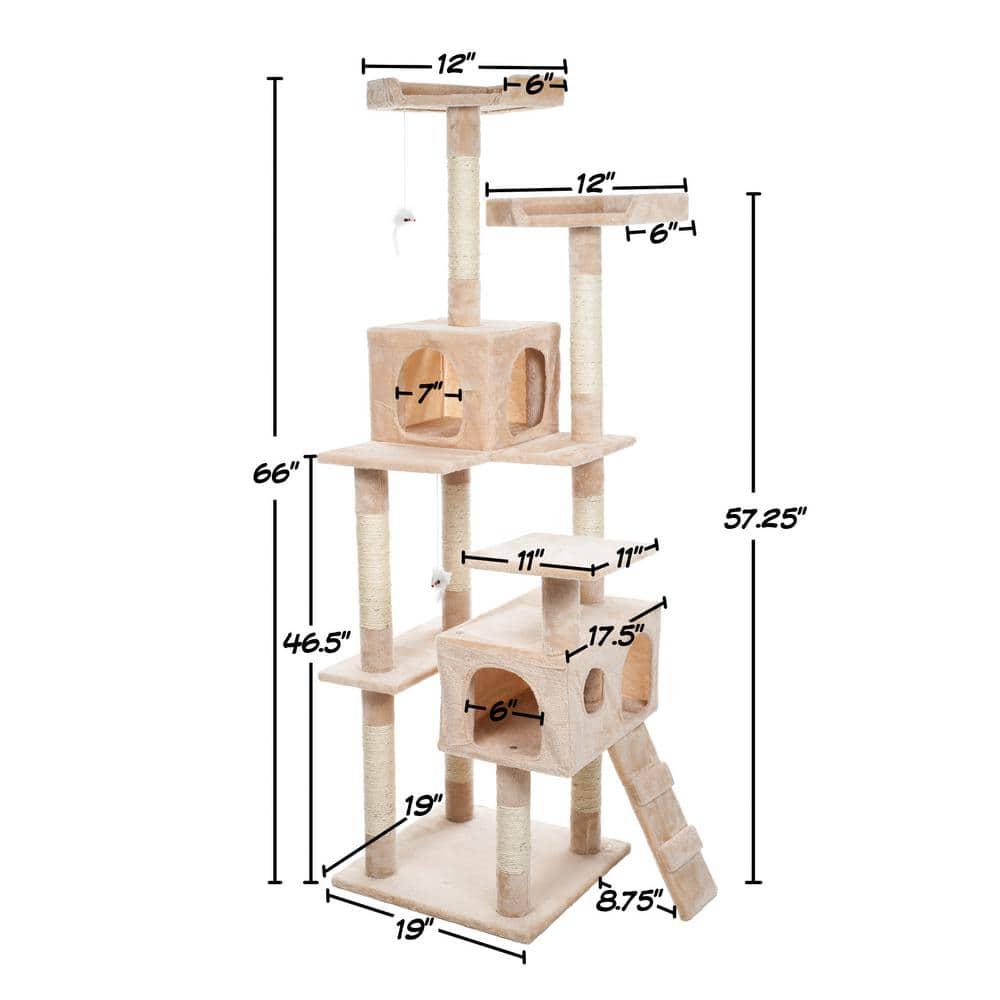 Beige Skyscraper Sleep and Play Cat Tree 66.25 in.