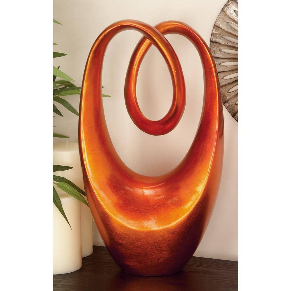 Orange Polystone Swirl Abstract Sculpture 6 in. x 20 in.