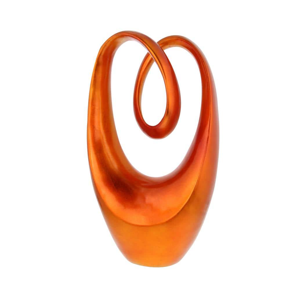 Orange Polystone Swirl Abstract Sculpture 6 in. x 20 in.