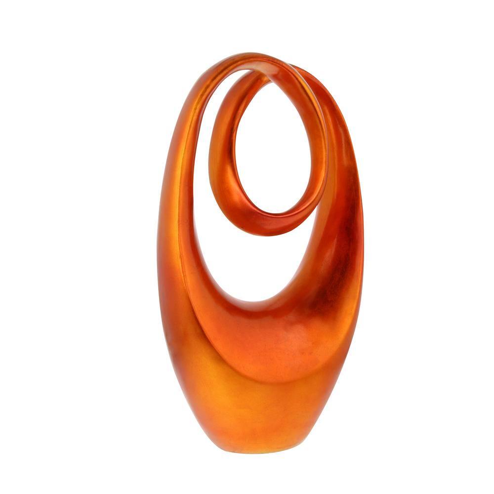 Orange Polystone Swirl Abstract Sculpture 6 in. x 20 in.