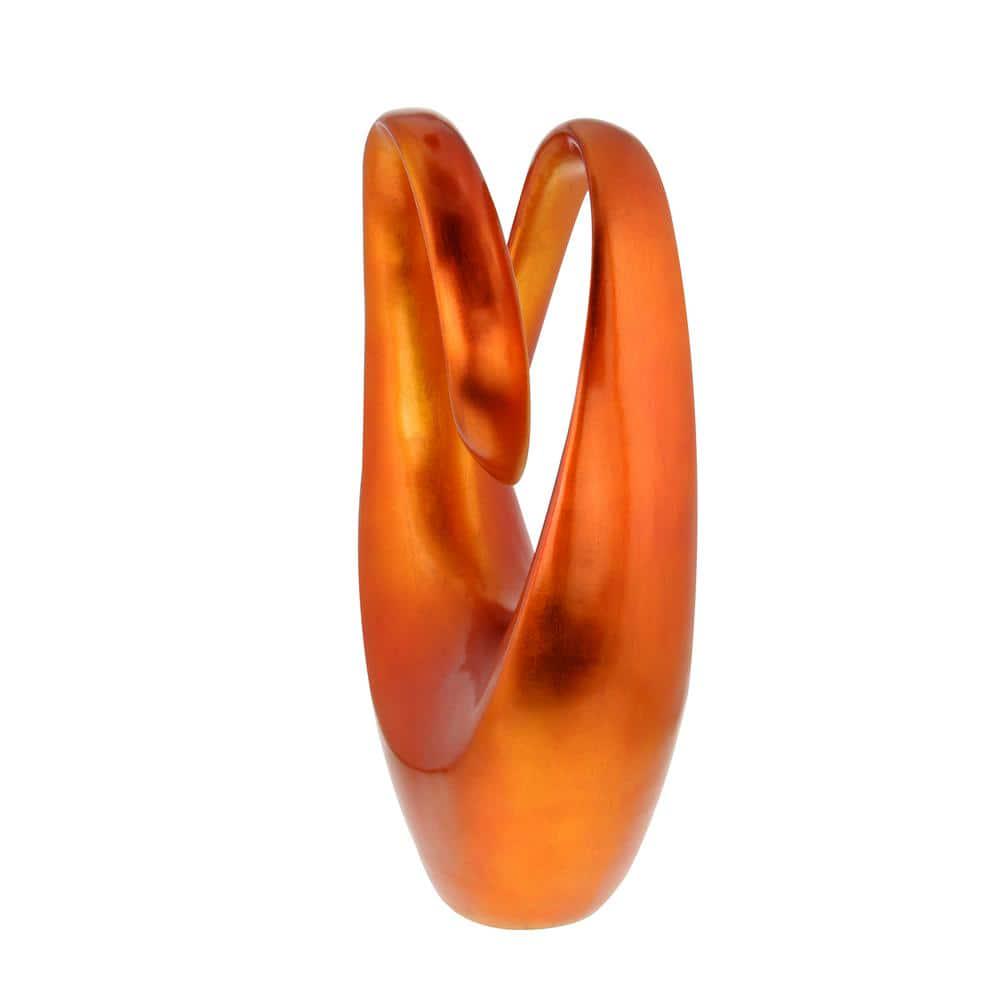 Orange Polystone Swirl Abstract Sculpture 6 in. x 20 in.