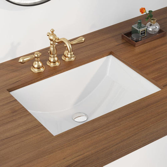 Undermount Bathroom Sink in White Vitreous China with Overflow Drain Ally 20.87 in.