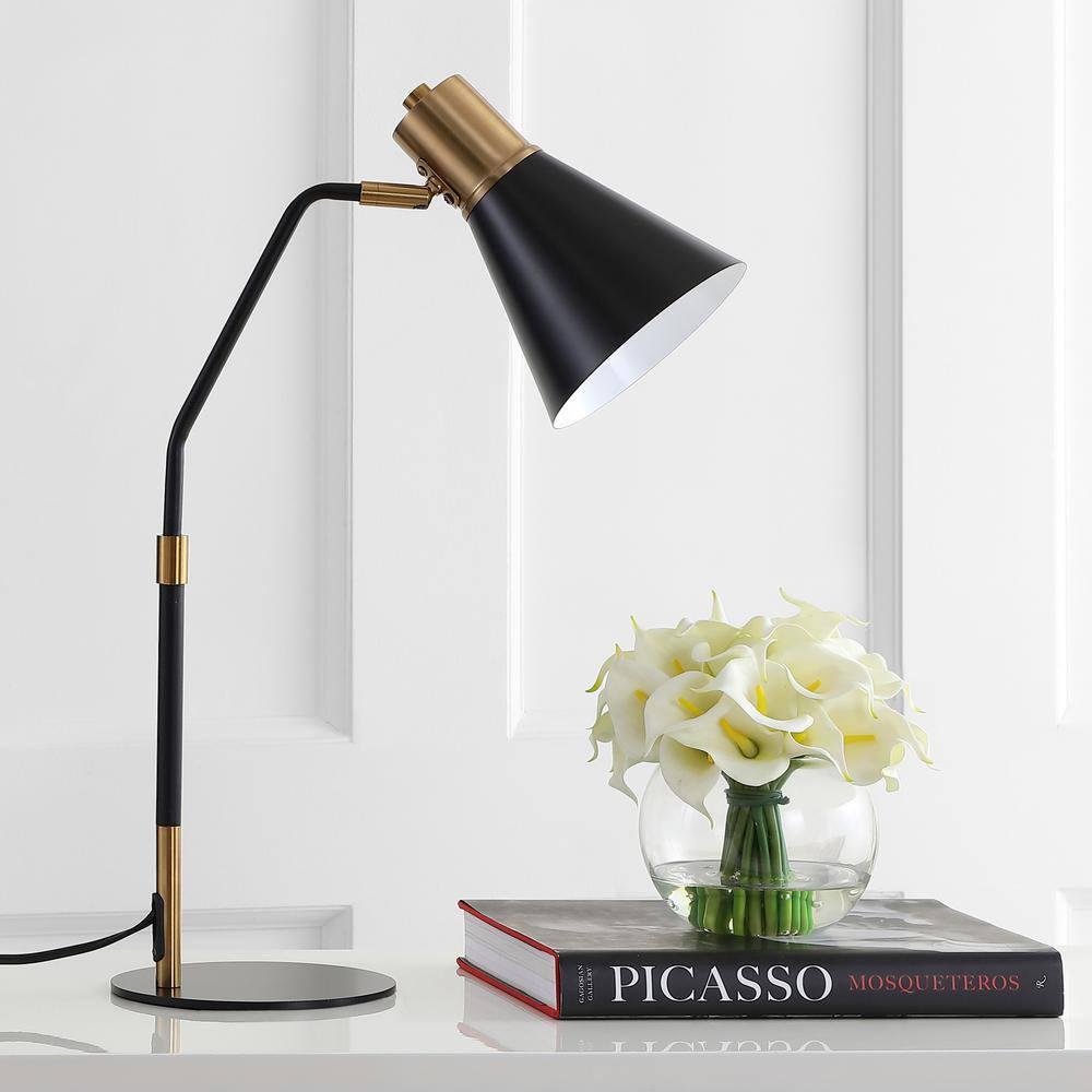 Black/Brass Gold Metal LED Task Lamp 22.5 in.