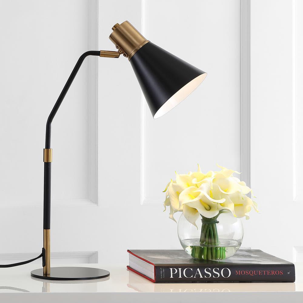 Black/Brass Gold Metal LED Task Lamp 22.5 in.