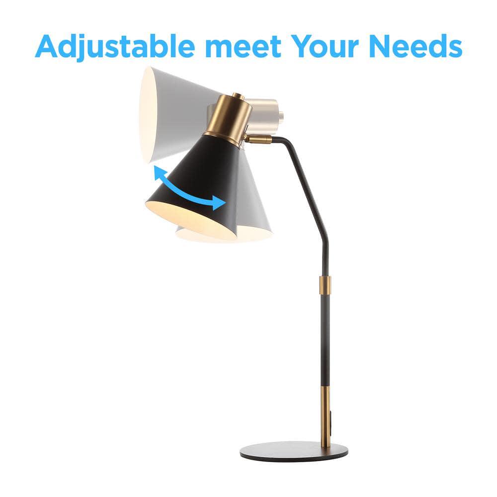 Black/Brass Gold Metal LED Task Lamp 22.5 in.