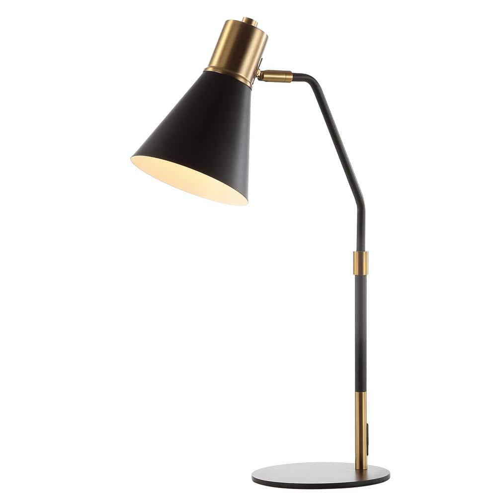 Black/Brass Gold Metal LED Task Lamp 22.5 in.