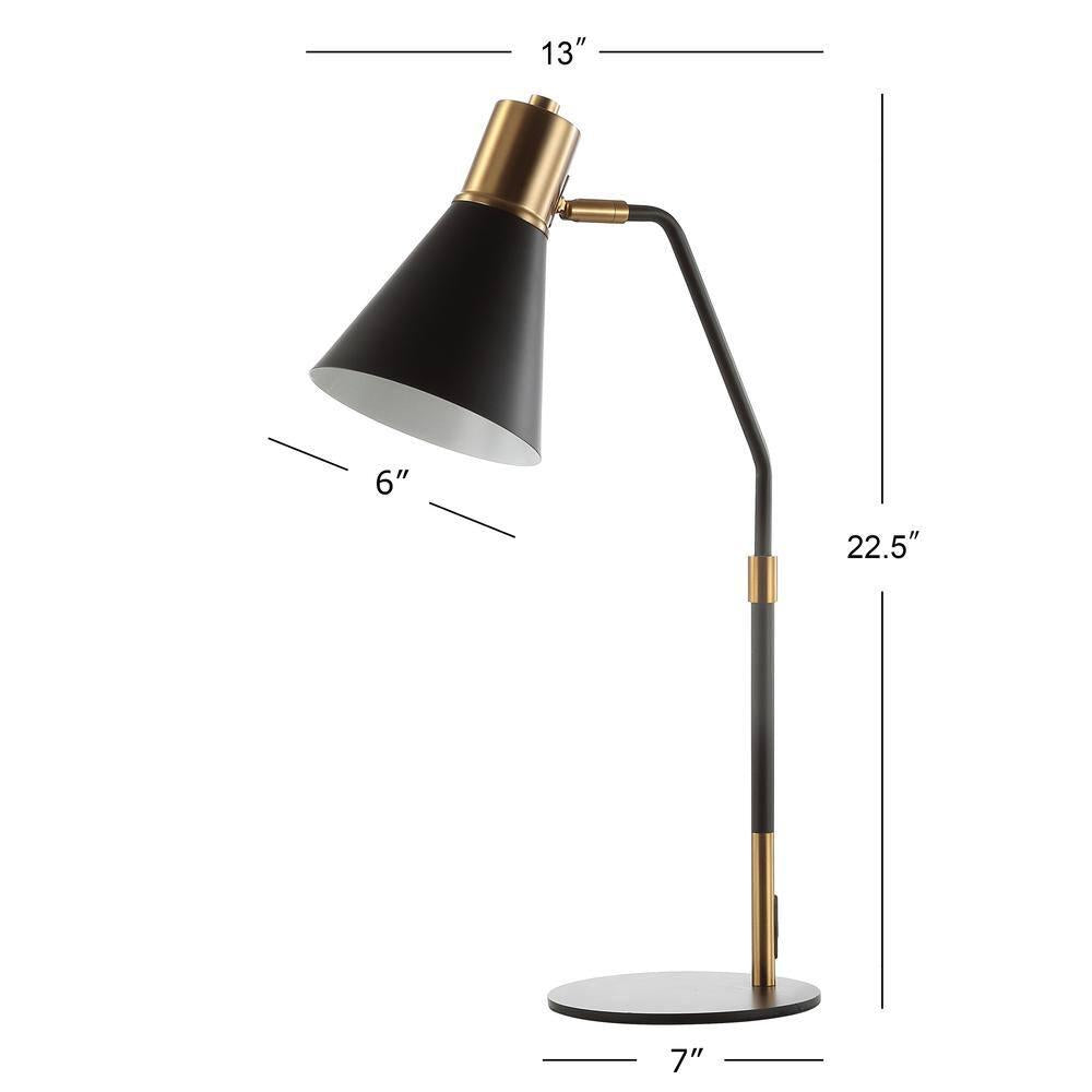 Black/Brass Gold Metal LED Task Lamp 22.5 in.