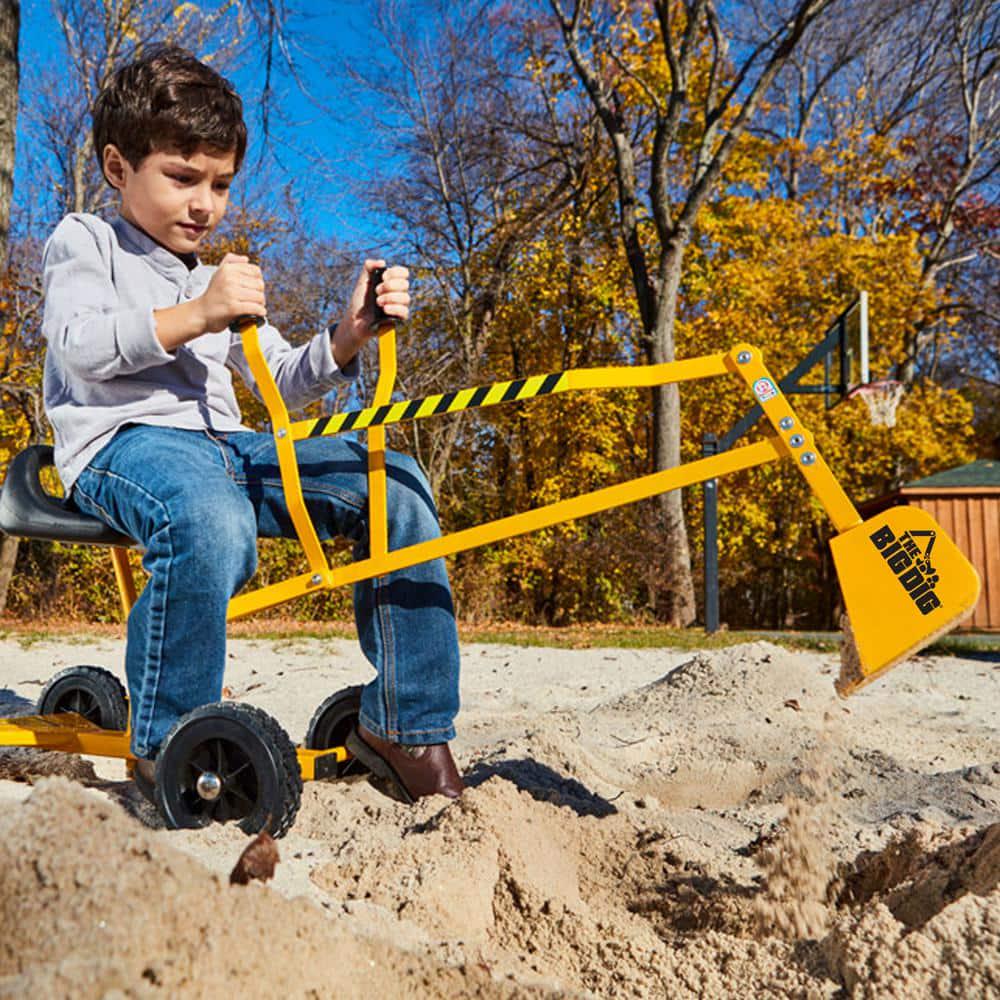 Big Dig Rolling Sandbox Digger Excavator Crane with 360-Degree Rotation Base