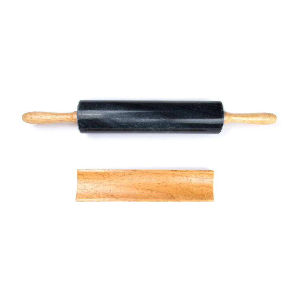 Black Marble Rolling Pin and Base