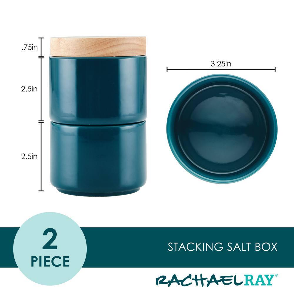 Ceramic Stacking Spice Box Set with Lid, 2-Piece, Teal